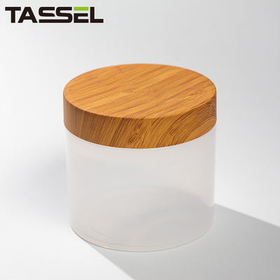 500g 17oz Cream Airless Pump Jar Dispenser Wooden Effect Cap For Gel Body Care