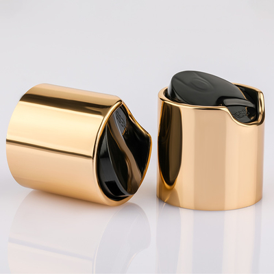 Tassel 20/410 Shiny Gold Aluminium Disc Top Cap With Black Top For Shampoo Body Lotion