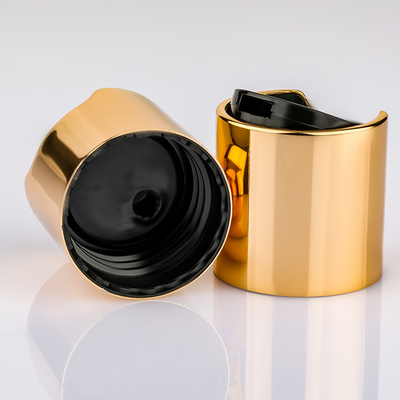 Tassel 20/410 Shiny Gold Aluminium Disc Top Cap With Black Top For Shampoo Body Lotion
