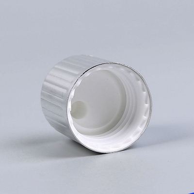 FDA REACH 24/410 Ribbed Aluminium Shampoo Bottle Cap Shiny Silver