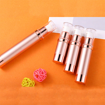 Rose Gold Plastic Airless Pump Bottle 10ml 15ml 20ml 30ml For Emulsion