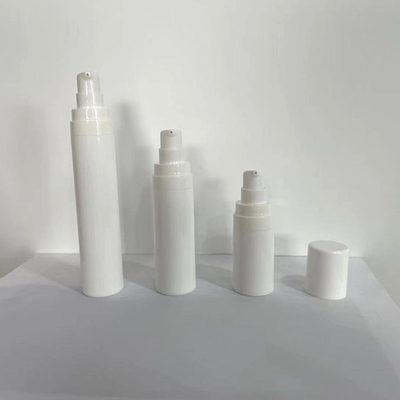 White Airless Bottles 15ml 30ml 50ml with Clear PP Cap round Shape