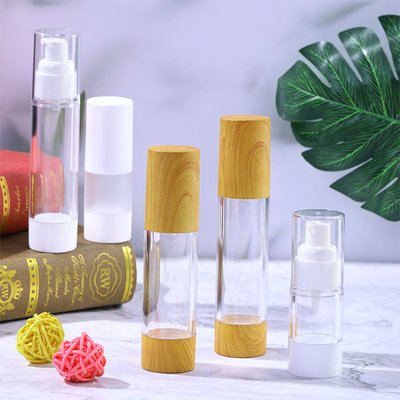 Wooden Clear Airless Pump Bottles 15ml 10ml Serum Pump Dispenser Fine Mist Spray Bottles