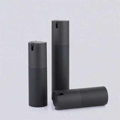 Frosted Matte Black Airless Bottle 10ml 30ml 50ml With Different Decoration