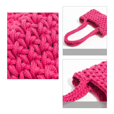 Designed Beauty Hand Knitted Bag Pink Shoulder Bag For Gift Package