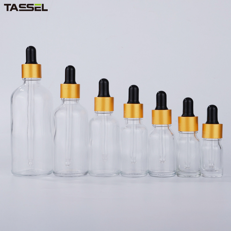5ml 10ml Clear Essential Oil Glass Dropper Bottles 18/410 Aluminium Dropper