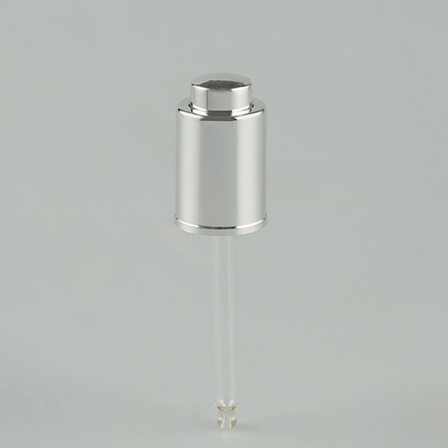 ABS Press Dispensing Essential Oil Dropper Shiny Silver 18mm