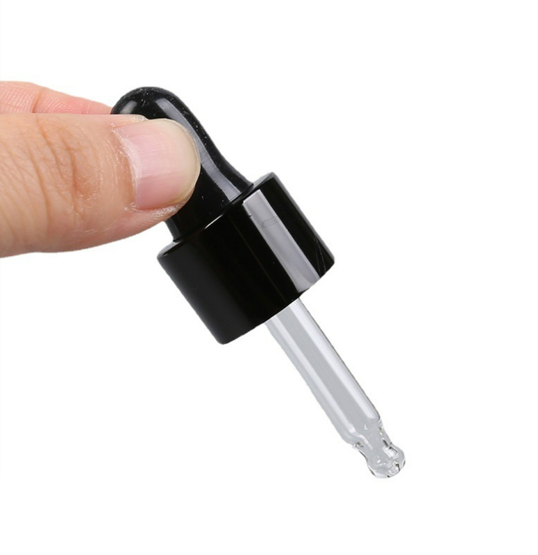 18/410 Shiny Black  Aluminium Essential Oil Dropper Cap Oil Pipette Dropper