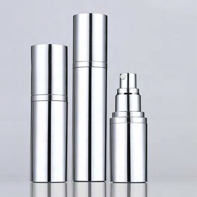 Skin Care Aluminium Silver Airless Pump Bottle Cosmetic Serum Bottles 15ml 30ml 50ml