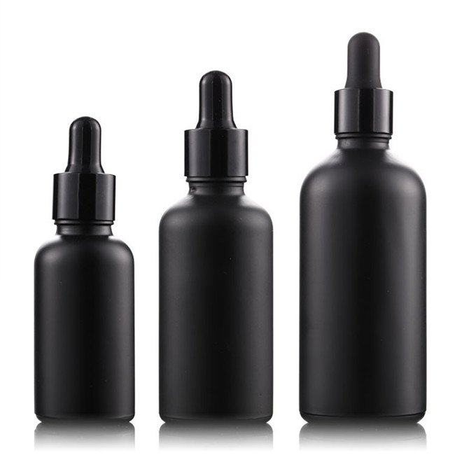 Empty Essential Oil Bottles Glass Dropper Bottle  Black Aluminium Dropper
